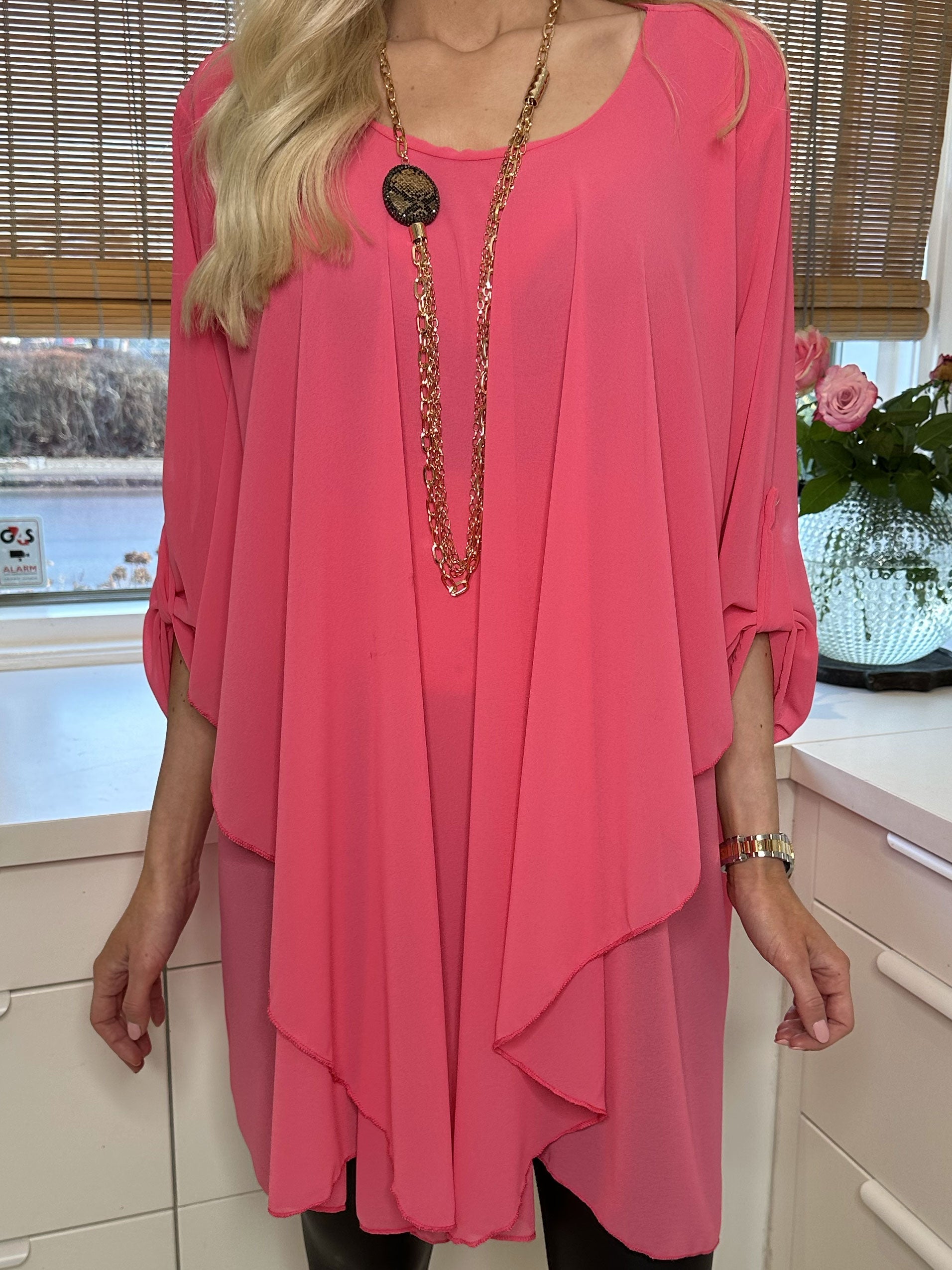 Wanda long sleeve - Tunica klänning i chiffong